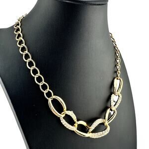 Gloria Vanderbilt Crystal Pavel Oversize Links Gold Tone Elegant 20" Necklace